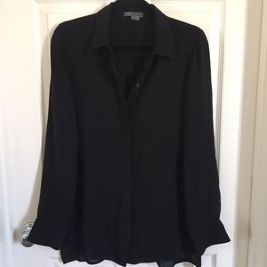 Black Vince 100% Silk Collared Button Down Top Sz8